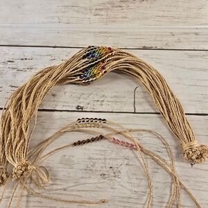 Handmade Woven Cord Friendship Bracelet Bundle Rainbow Beaded Boho Jewelry Lot